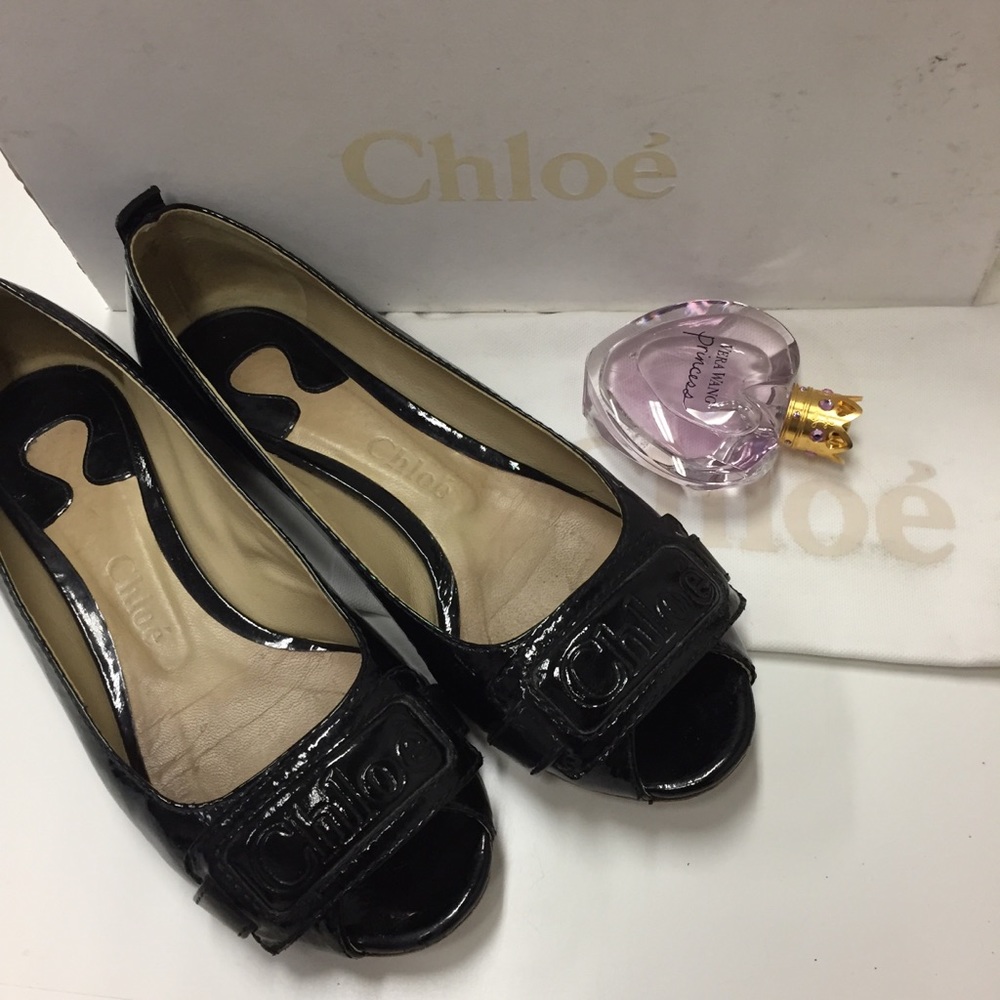 Chloé Black patten leather, Peep Toe ballet flats - Picture 3 of 8